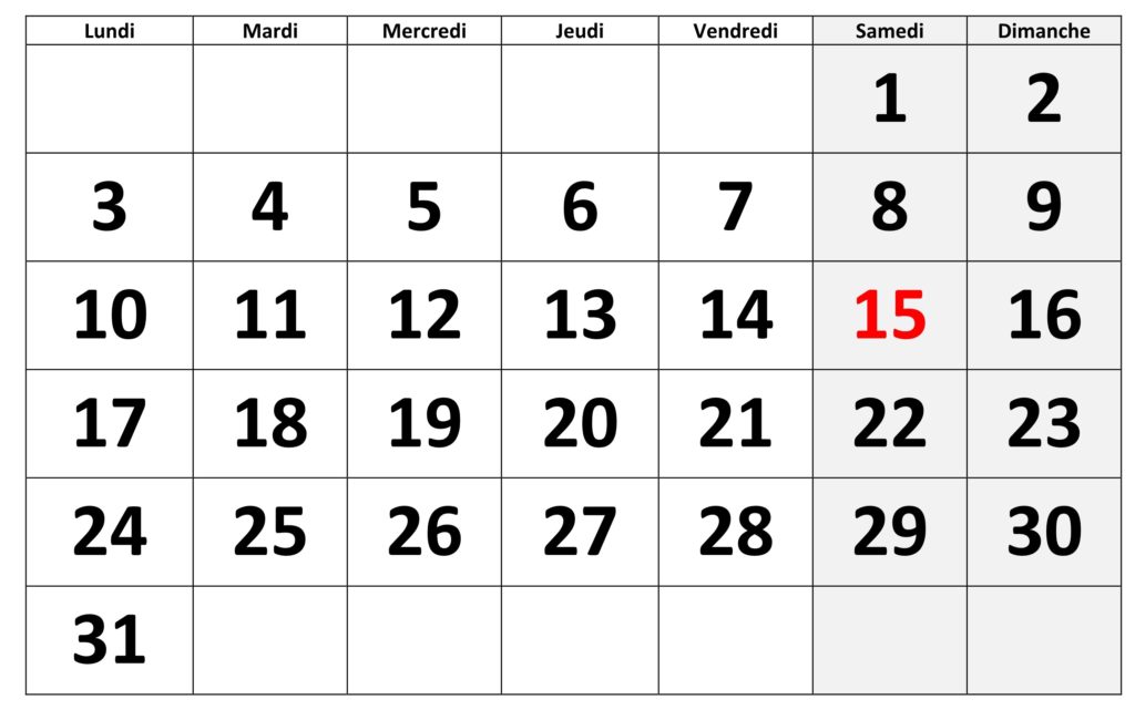 Calendrier août 2020